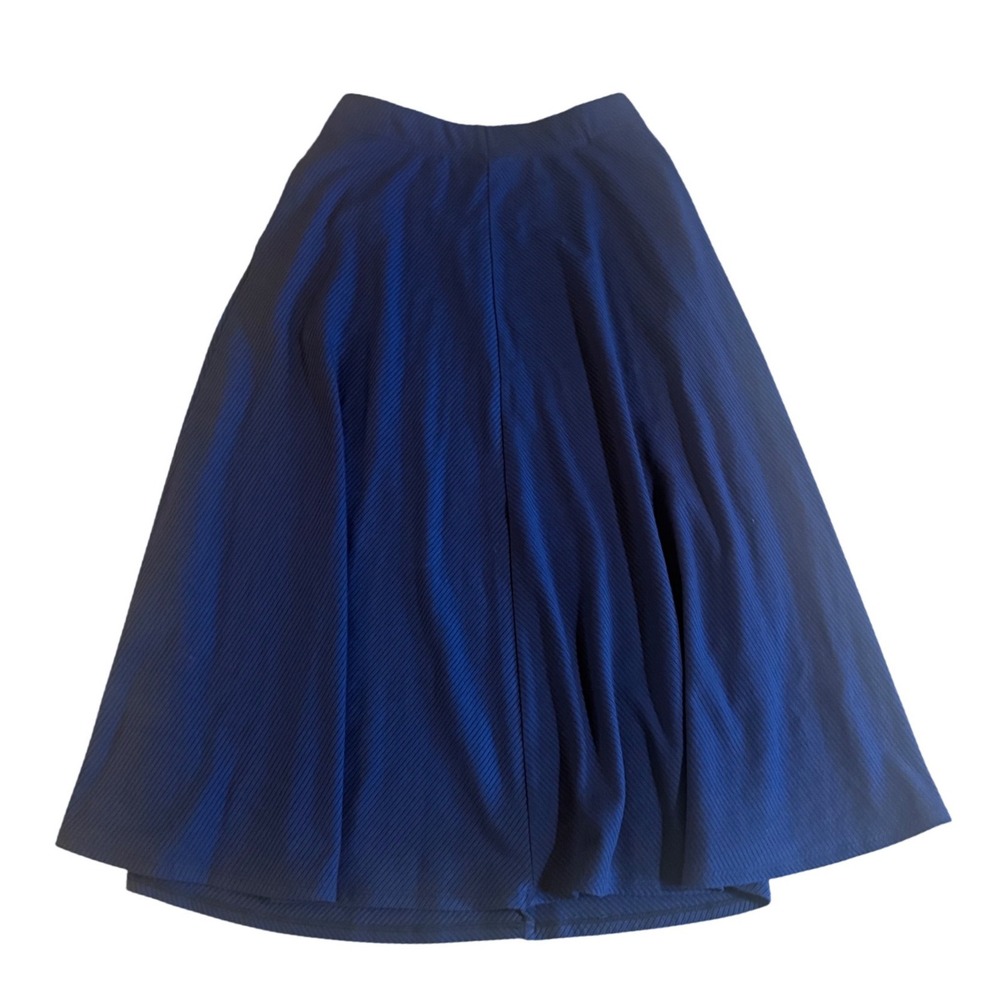 Reformation Jeans Navy Blue Ribbed Tencel A-Line Midi Skirt Medium